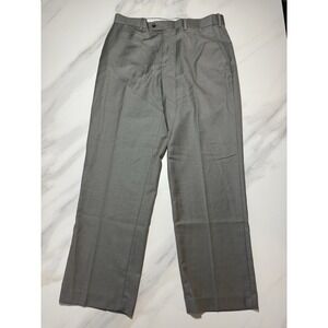 Croft & Barrow Mens Gray Flat Front Dress Pants 34x30 Straight Leg Trousers